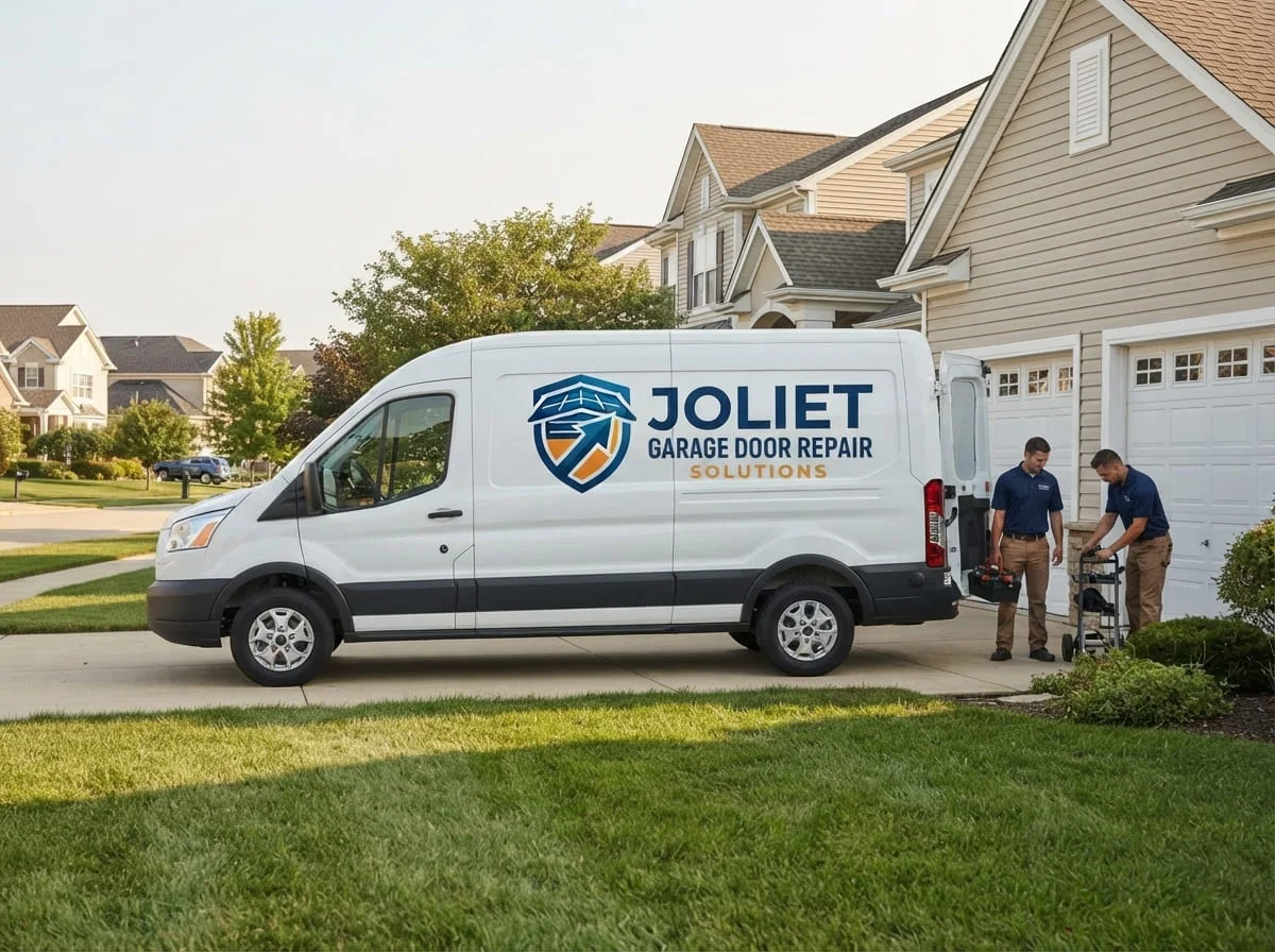 Joliet Garage Door Repair Solutions service truck parked outside a home in Joliet